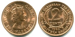 British East Caribbean Territories 2 Cents 1965 KM3