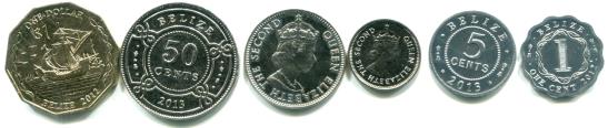 Belize 6 coin set: 1 Cent - 1 Dollar