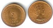 British East Carribbean Territories 1/2 Cent 1955 British East Carribbean Territories 1/2 Cent 1955