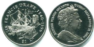 British Virgin Islands 1 Dollar 2004 Francis Drake & Golden Hind KM265
