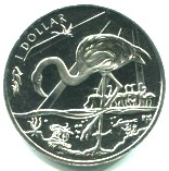 British Virgin Islands 1 Dollar 2015, Flamingo, copper-nickel
