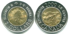Canada bi-metallic 2 Dollars 2000 "Knowledge" KM399