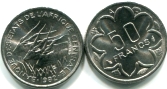 CENTRAL AFRICAN STATES 50 FRANCS 1982A (CHAD) KM11