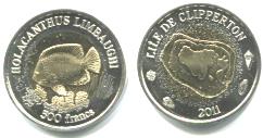 Clipperton Island bimetel 500 Franc coin