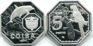 Coiba 5 Peso 2005 Proof coin