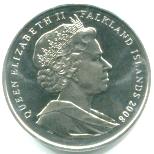 Common obverse to Falkland Islands 2008 1 Crown