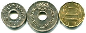 1/2 Penny, 1 Penny and 3 Pence of Queen Elizabeth II