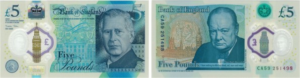United Kingdom King Charles 5 Pound note