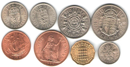 Great Britain 1964 eight coin set, 1/2 Penny - 1/2 Crown