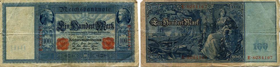 Germany 100 Mark 1910 Battleship Banknote P42