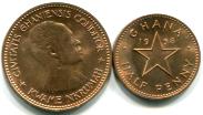 Ghana 1/2 and 1 Penny coins 1958 KM1 & 2