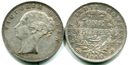 British East India Company silver Rupee of Queen Victoria, 1840 KM457 British East India Company silver Rupee of Queen Victoria, 1840 KM457