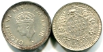 India silver 1/4 Rupee of George VI, 1943-1945 India World War II silver 1/4 Rupee of George VI