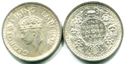 India silver Rupee 1944 KM557.1