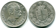 Italy silver 2 Lire of Umberto I 1881-1899 KM23