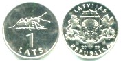 Latvia 1 Lats 2003 depicts an ant, KM58