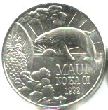 Maui 1992 Trade Dollar features whale