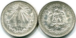 Mexico silver 1 Peso 1943-1945 KM455