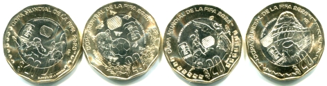 Mexico set of 4 World Cup Soccer 20 Pesos coins, 2026