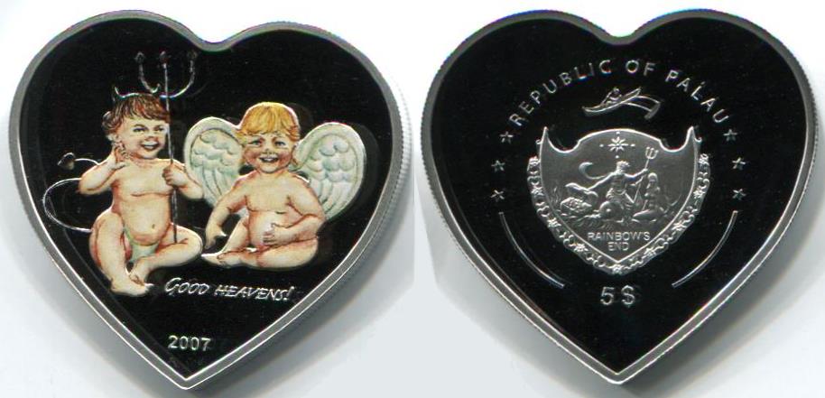Coin the term. Монета дьявола и ангела. Монета с сердцем. Монеты Палау необычные формы.