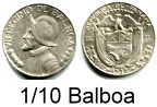 Panama silver 1/10 Balboa 1930-1934 KM10