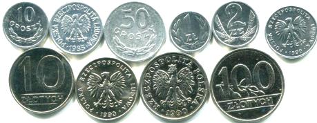 Poland transitional coin set 10 Groszy - 10 Zlotych 1979-1990