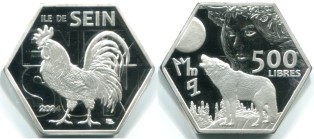 Ile de Sein 500 Libres 2024 depicts wolf, woman and Gallic rooster