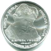 Obverse of Serbia silver 100 Dinara tesla coins