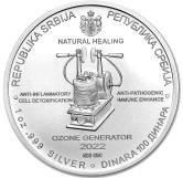 Serbia silver 100 Dinara 2022 Tesla - Ozone generator