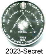 SERBIA 100 DINARA 1 TROY OUNCE 2023 SILVER TESLA - THE SECRET OF THE UNIVERSE