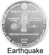 SERBIA 100 DINARA 1 TROY OUNCE SILVER 2025 EARTHQUAKE MACHINE