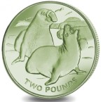 South Georgia & South Sandwich Islands 2 Pounds 2017 Elephant Seal - Green Titanium