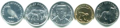 Somaliland 5 coin set: 1 - 20 Shillings