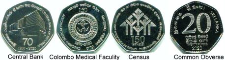 Sri Lanka 20 Rupees: Central Bank 2020, Colombo Medical Faculty 2021, Census 2021