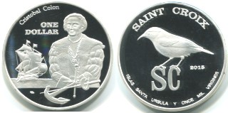 St. Croix 1 Dollar coin, Christopher Columbus, 2015