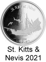 St. Kitts & Nevis 1 troy oz. silver 2 Dollar coins 2021 Sunken treasure ship
