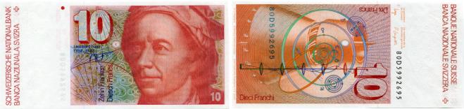 Switzerland 10 Francs banknote, 1980 Leonhard Euler P53b