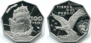 Tierra del Fuego 100 Pesos 2023 coin depicts Condor and HMS Beagle