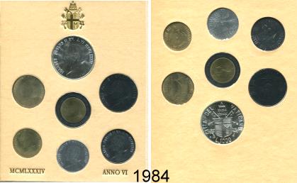 Vatican 1984 7 coin Mint set KMS89