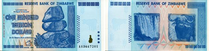 Zimbabwe $100 Trillion Dollars banknote 2008, P91